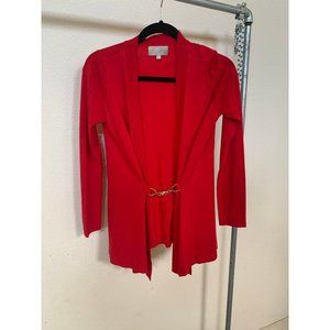 Joan Vaas long length old money red cardigan gold detail xs